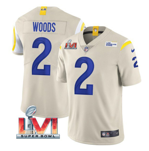 Youth Los Angeles Rams #2 Robert Woods Bone 2022 Super Bowl LVI Vapor Untouchable Limited Stitched Jersey